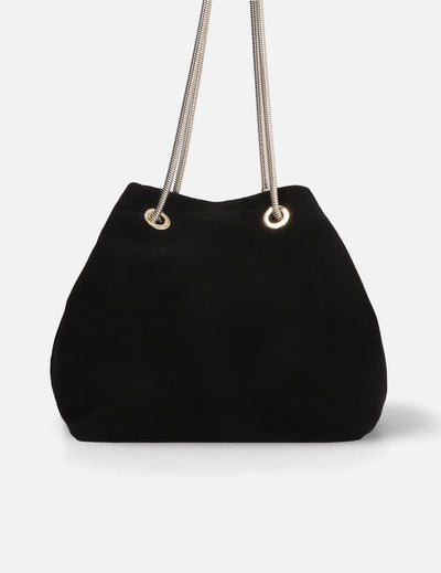 Bolso bombonera en ante color negro