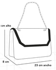 Bolso satchel en piel metalizada plomo con cadena ajustable para mujer