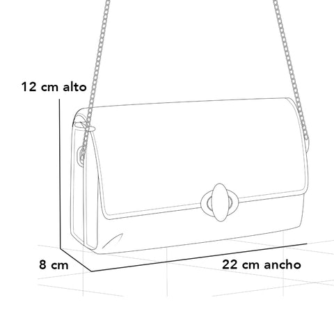 Bolso clutch en piel marrón con cadena oro ajustable para mujer