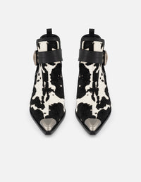 Botines blancos pelo para mujer con imitación de cebra y vaca