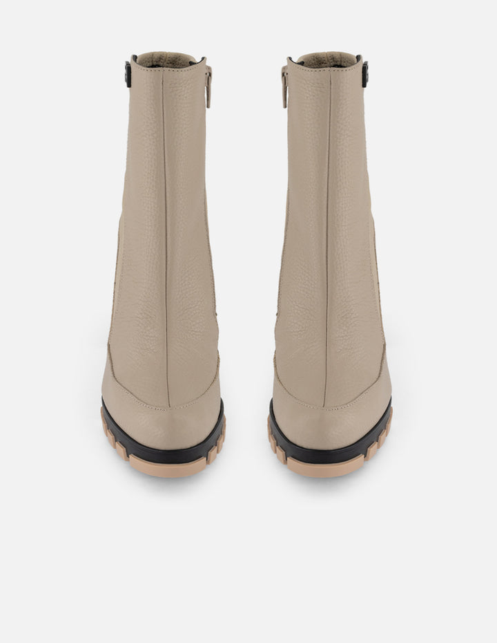 Botines blancos piel para mujer con talón confeccionado en lycra