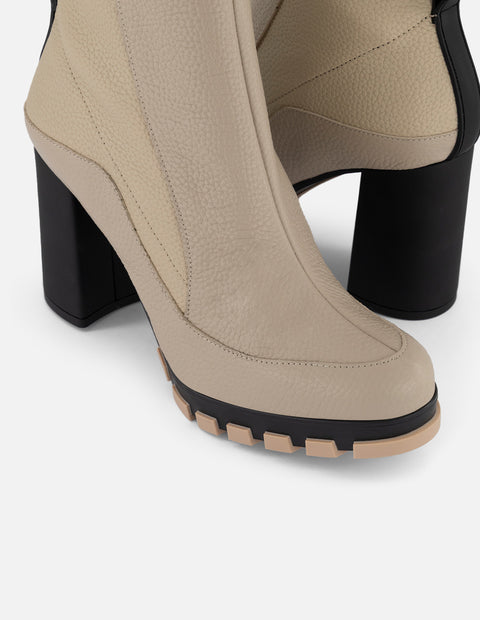 Botines blancos piel para mujer con talón confeccionado en lycra