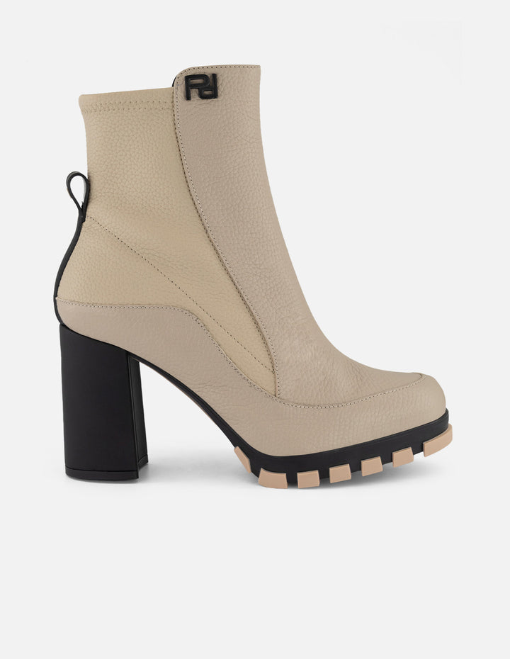 Botines blancos piel para mujer con talón confeccionado en lycra