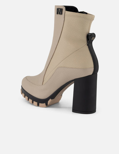 Botines blancos piel para mujer con talón confeccionado en lycra
