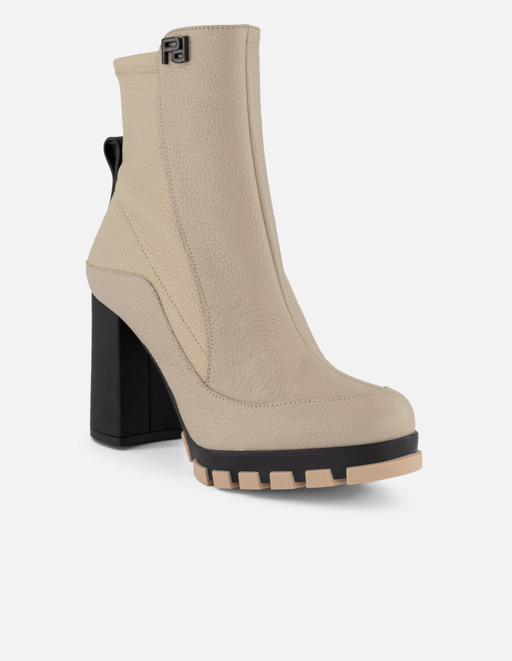 Botines blancos piel para mujer con talón confeccionado en lycra