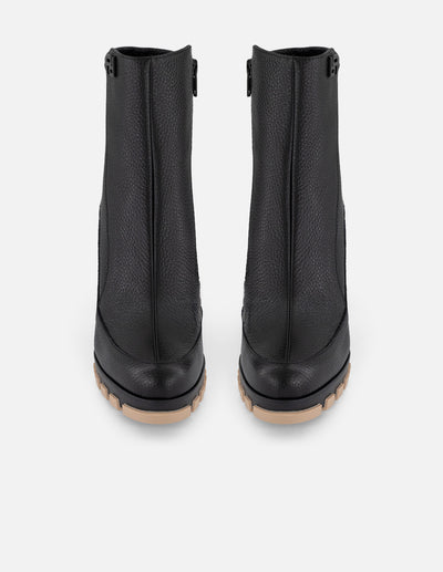 Botines negros piel para mujer talón lycra