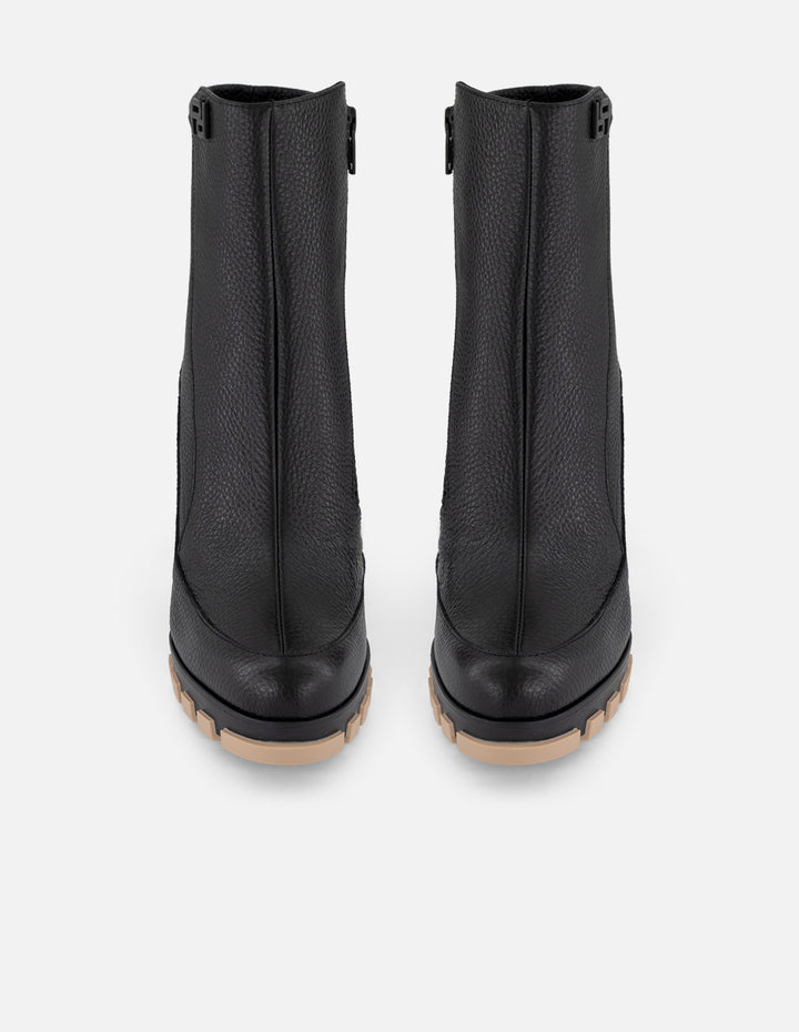 Botines negros piel para mujer talón lycra