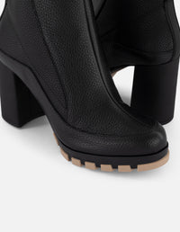 Botines negros piel para mujer talón lycra