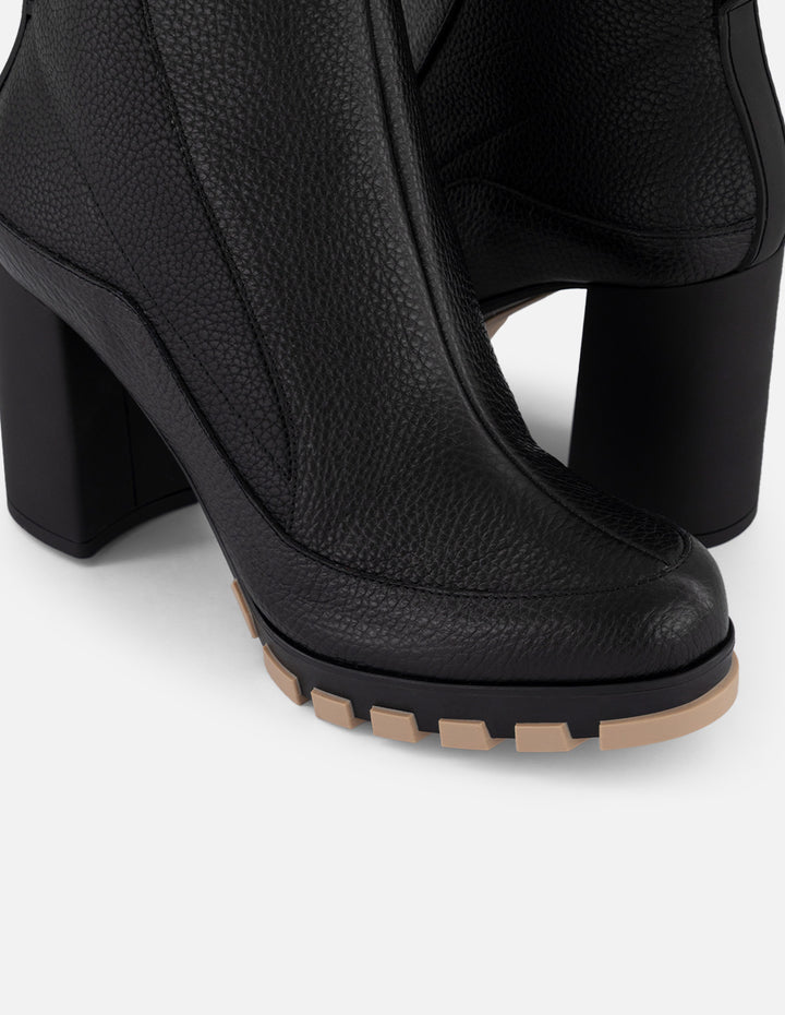 Botines negros piel para mujer talón lycra