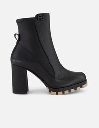 Botines negros piel para mujer talón lycra