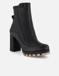 Botines negros piel para mujer talón lycra