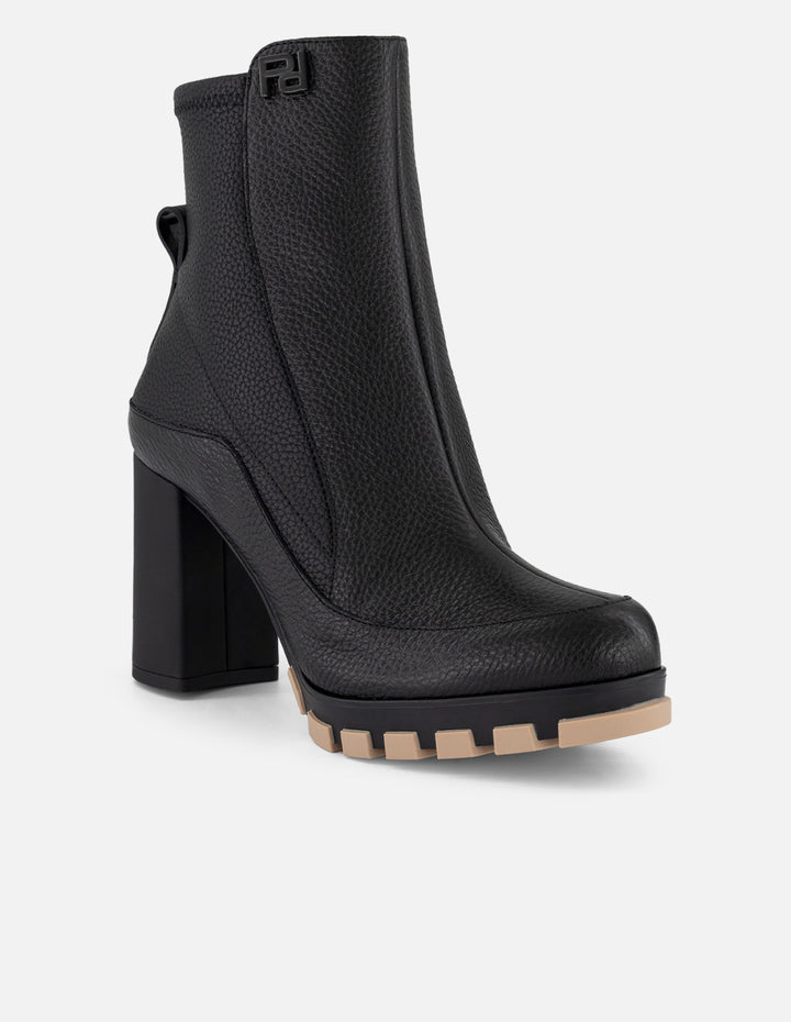 Botines negros piel para mujer talón lycra