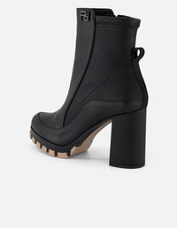 Botines negros piel para mujer talón lycra