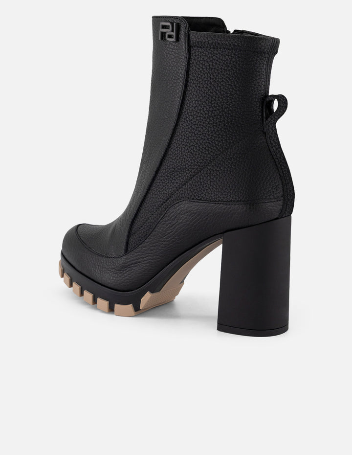 Botines negros piel para mujer talón lycra