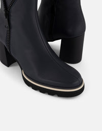 Botines azul piel para mujer cierre decorativo