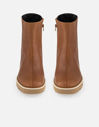 Botines color cuero piel para mujer suela ligera