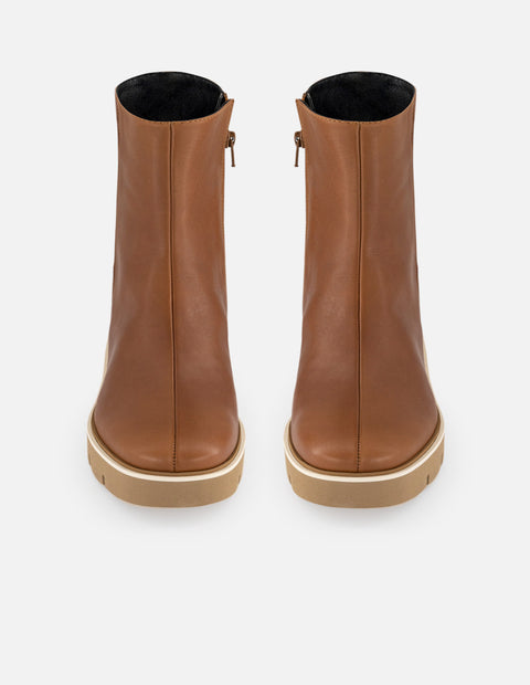 Botines color cuero piel para mujer suela ligera