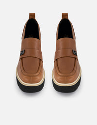 Mocasines color cuero piel para mujer suela ligera