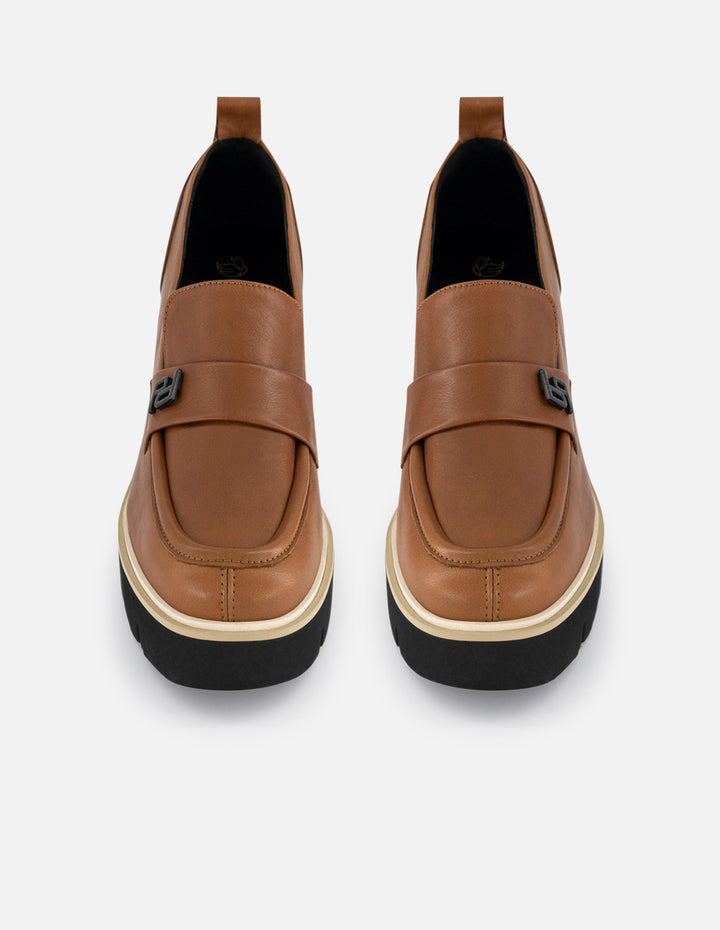 Mocasines color cuero piel para mujer suela ligera