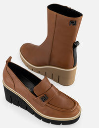 Botines color cuero piel para mujer suela ligera