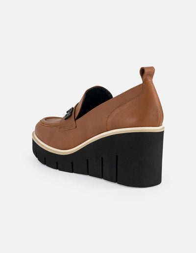 Mocasines color cuero piel para mujer suela ligera
