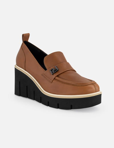 Mocasines color cuero piel para mujer suela ligera