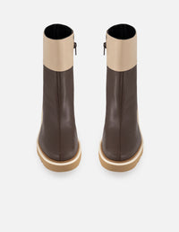 Botines café piel para mujer suela ligera plataforma alta