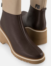 Botines café piel para mujer suela ligera plataforma alta