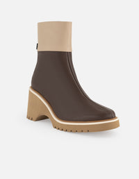 Botines café piel para mujer suela ligera plataforma alta