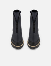 Botines azul piel para mujer suela ligera plataforma mediana