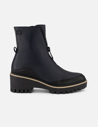 Botines azul piel para mujer suela ligera plataforma mediana