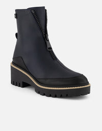 Botines azul piel para mujer suela ligera plataforma mediana