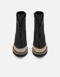 Botines negro piel para mujer suela ligera plataforma mediana