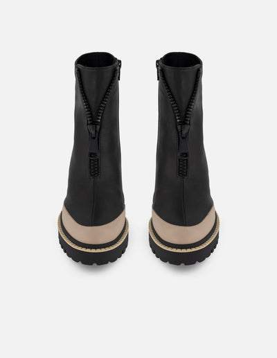 Botines negro piel para mujer suela ligera plataforma mediana
