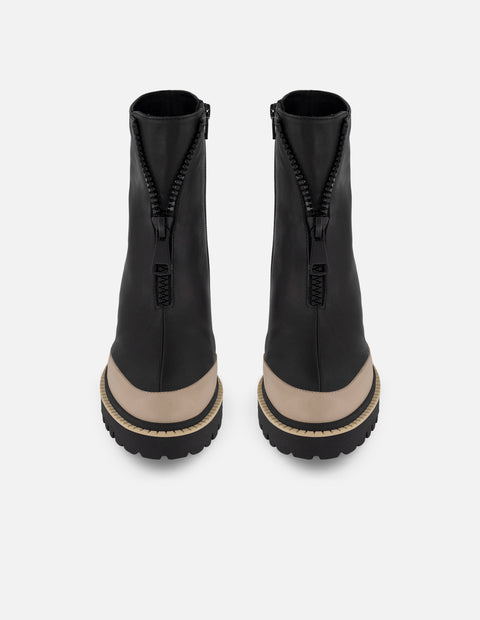 Botines negro piel para mujer suela ligera plataforma mediana