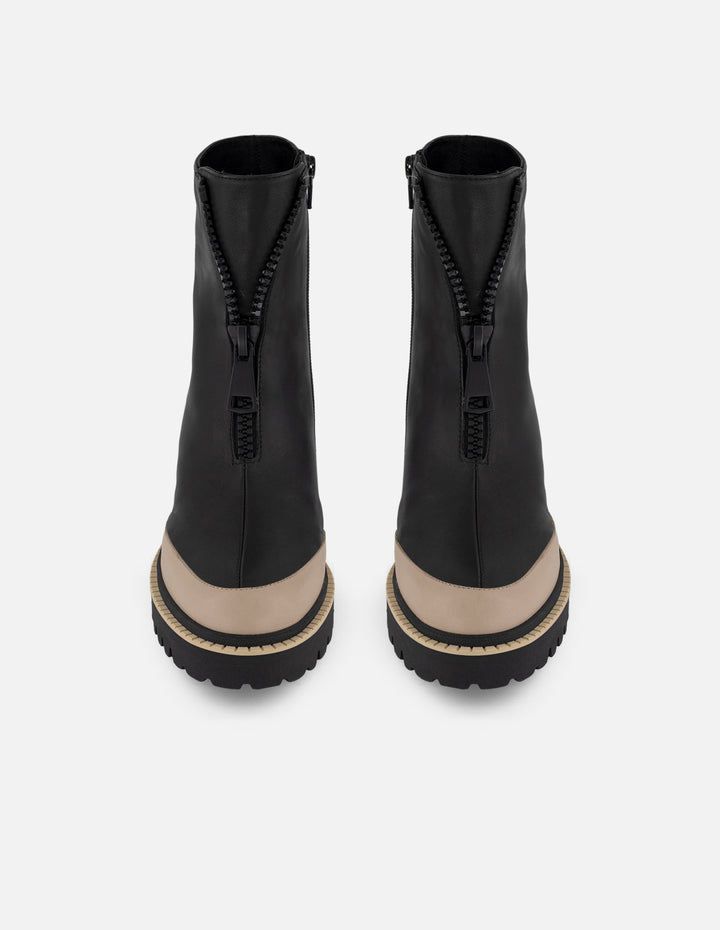 Botines negro piel para mujer suela ligera plataforma mediana