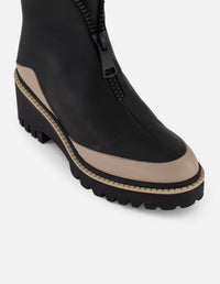 Botines negro piel para mujer suela ligera plataforma mediana