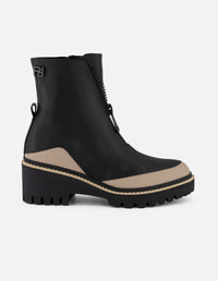 Botines negro piel para mujer suela ligera plataforma mediana