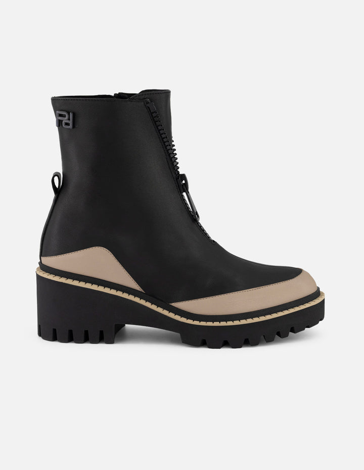 Botines negro piel para mujer suela ligera plataforma mediana