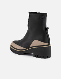 Botines negro piel para mujer suela ligera plataforma mediana