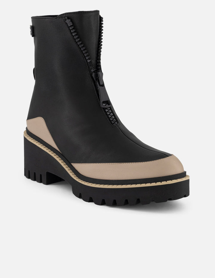 Botines negro piel para mujer suela ligera plataforma mediana