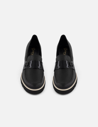 Mocasines negro piel charol para mujer Charm Pd