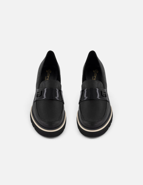 Mocasines negro piel charol para mujer Charm Pd