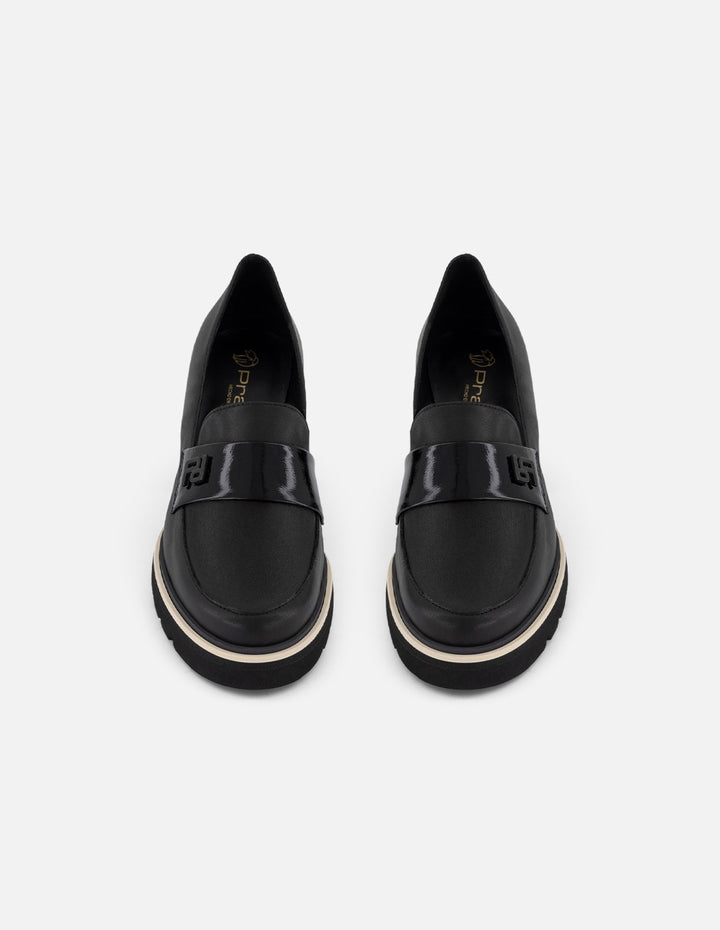 Mocasines negro piel charol para mujer Charm Pd