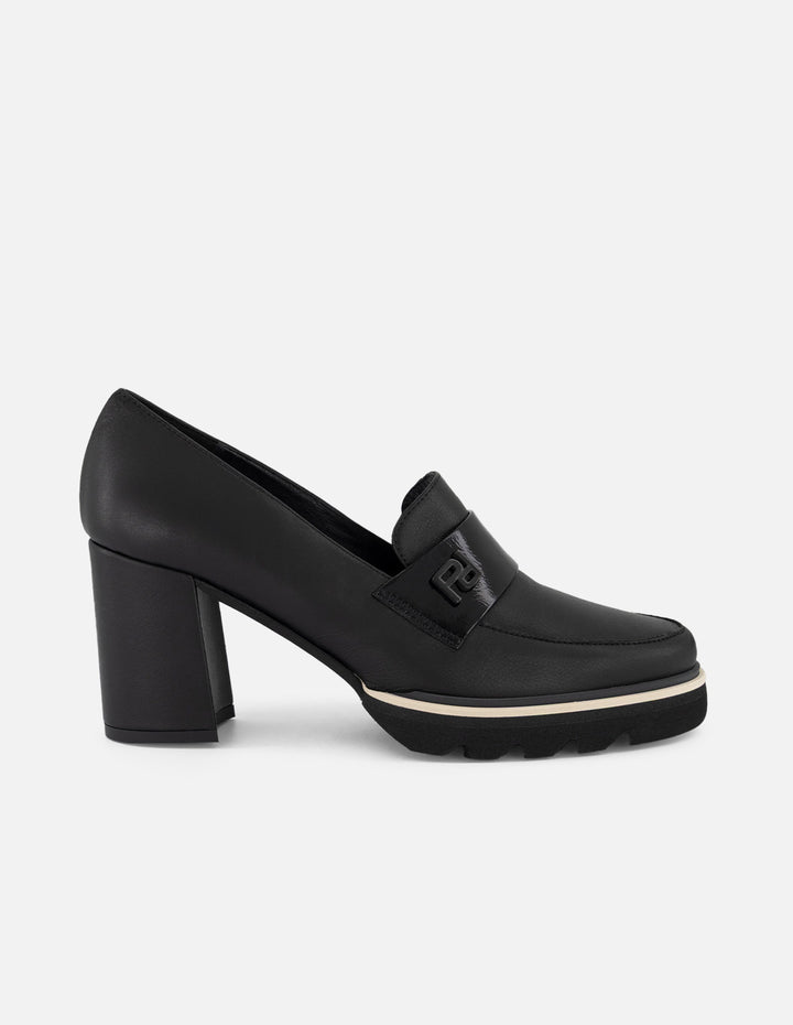 Mocasines negro piel charol para mujer Charm Pd