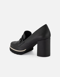 Mocasines negro piel charol para mujer Charm Pd