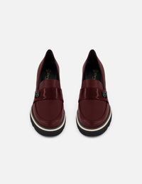 Mocasines vino piel charol para mujer Charm Pd