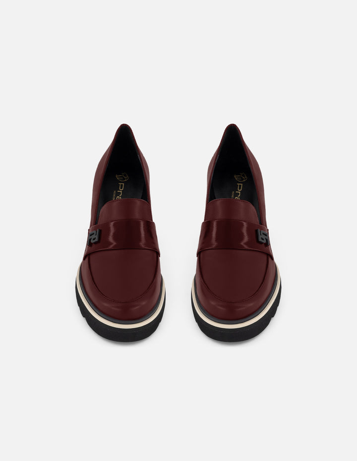 Mocasines vino piel charol para mujer Charm Pd