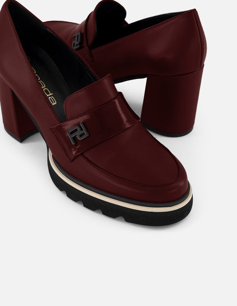 Mocasines vino piel charol para mujer Charm Pd