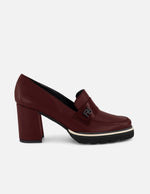 Mocasines vino piel charol para mujer Charm Pd